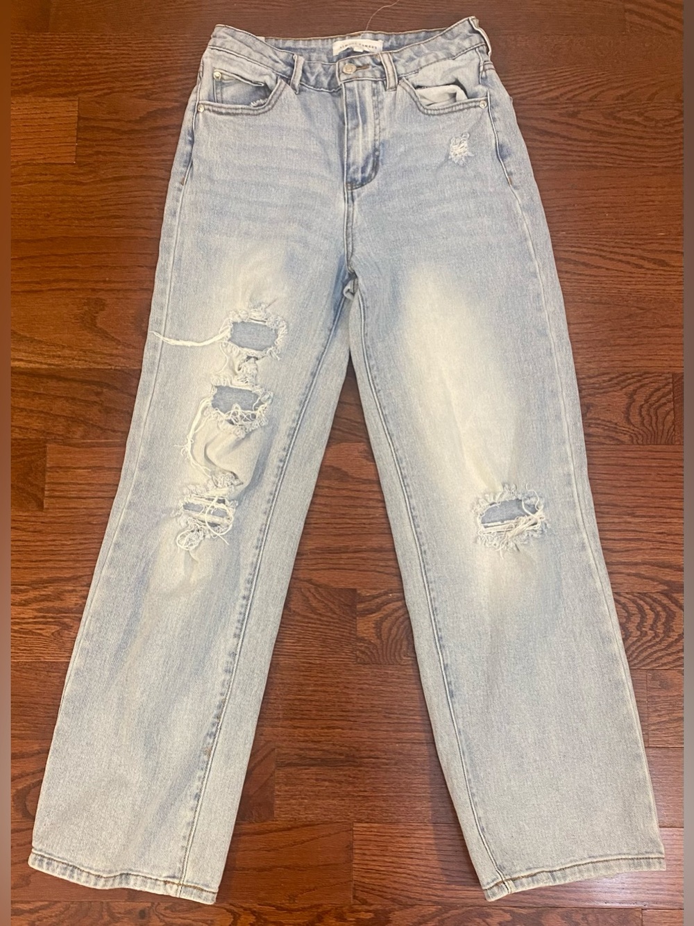 Almost Famous Jeans Sz 3 Blue Distressed 5 Pockets
